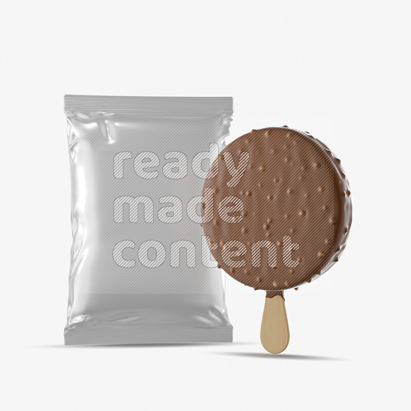 Chocolate ice cream stick mockup isolated on white background 3d rendering