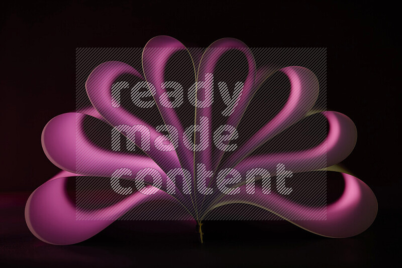 An abstract art piece displaying smooth curves in pink gradients created by colored light
