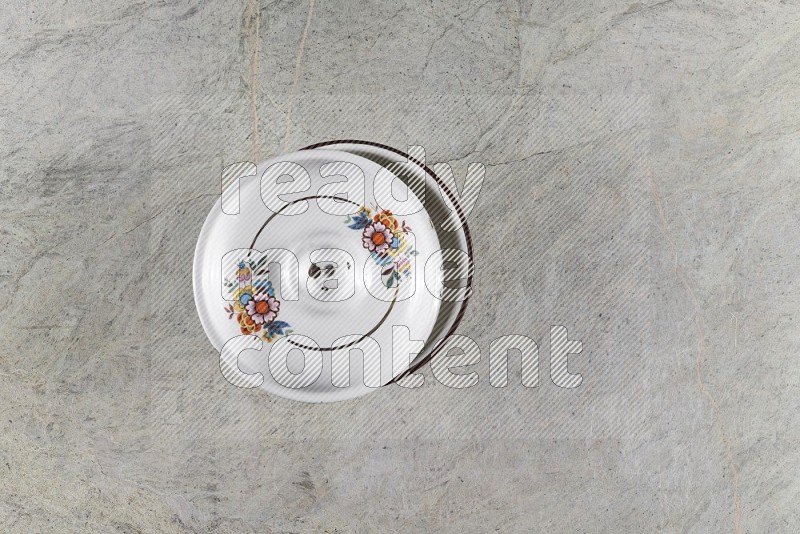 Top View Shot Of A Vintage Pot On Grey Marble Flooring