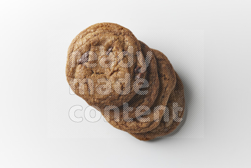 Chocolate chips cookies on a white background