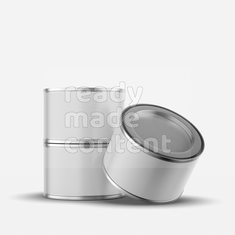Metal tin can mockup with lever lid and blank label isolated on white background 3d rendering