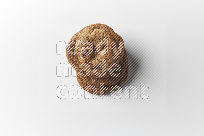 Chocolate chips cookies on a white background