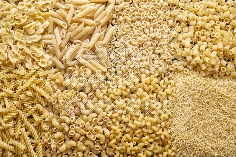 8 types of pasta filling the frame