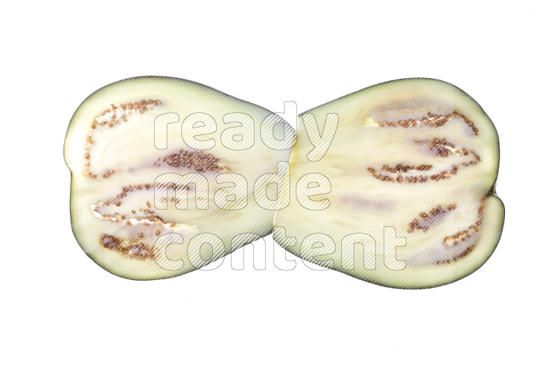 Eggplant slices on illuminated white background