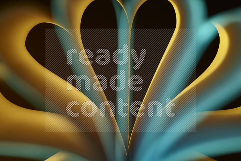 فن تجريدي يعرض منحنيات وتدرجات اللون الأصفر والأخضر مكونه بضوء ملون