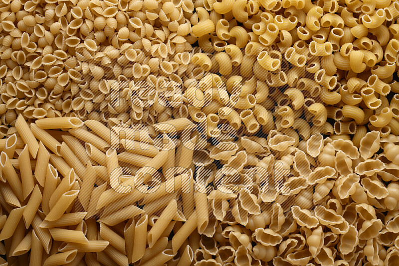 4 types of pasta filling the frame