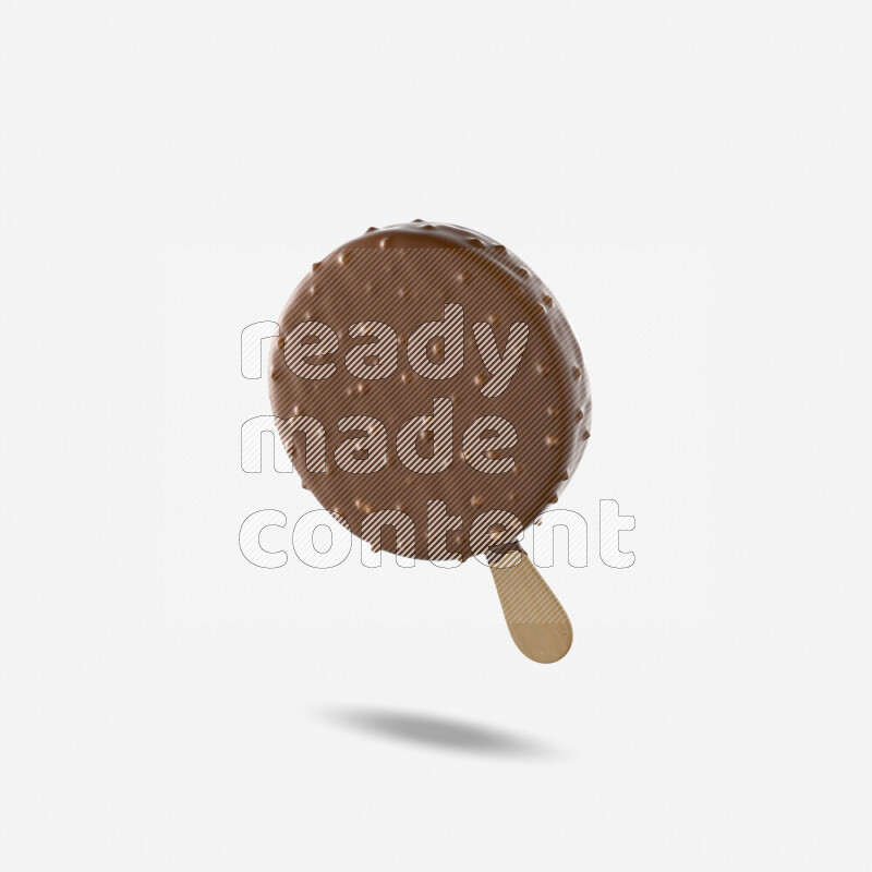 Chocolate ice cream stick mockup isolated on white background 3d rendering
