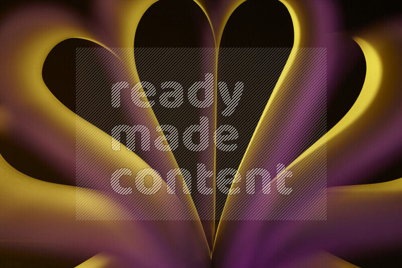 An abstract art piece displaying smooth curves in yellow and pink gradients created by colored light