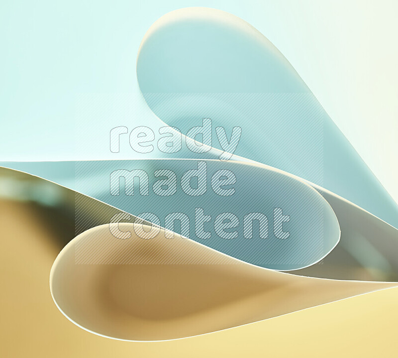 An abstract art of paper folded into smooth curves in green and yellow gradients