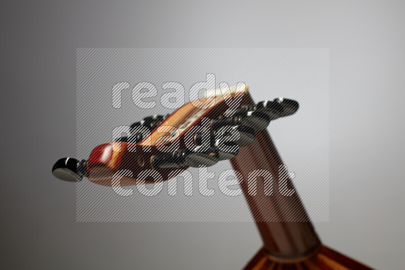 parts of a brown wooden Oud in a gray background