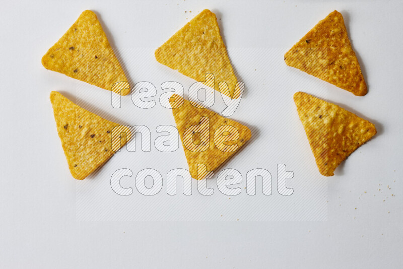 Nachos snacks on white background