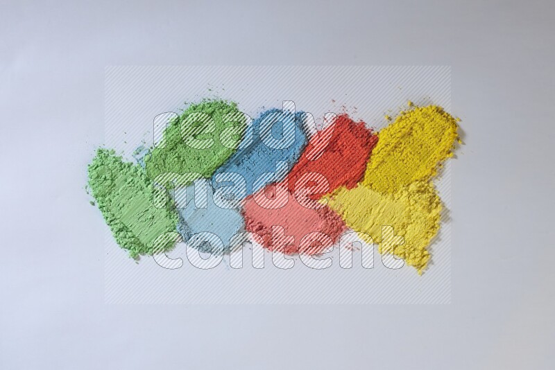 Multicolored powder strokes on white background