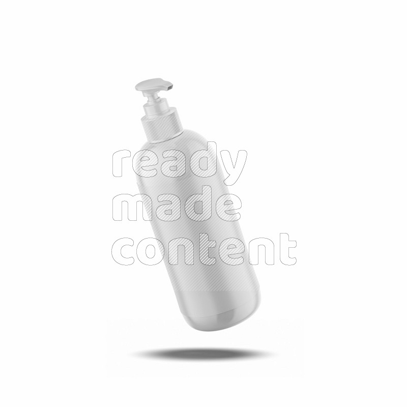Plastic glossy cosmetic bottle with pump and label mockup isolated on white background 3d rendering