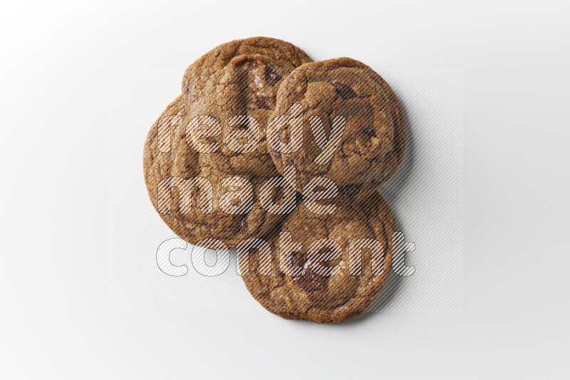 Chocolate chips cookies on a white background