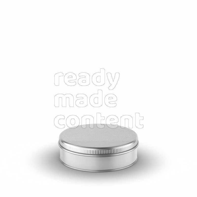 Round metal tin jar mockup with metal lid and label isolated on white background 3d rendering