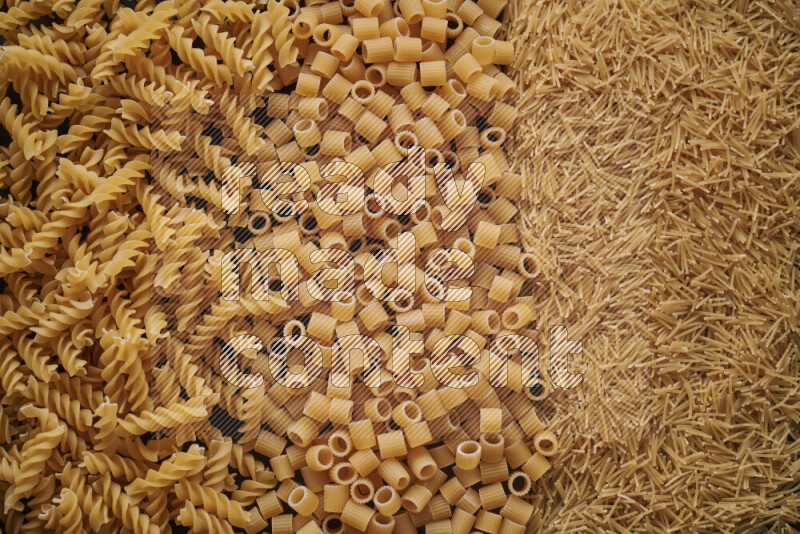 3 types of pasta filling the frame
