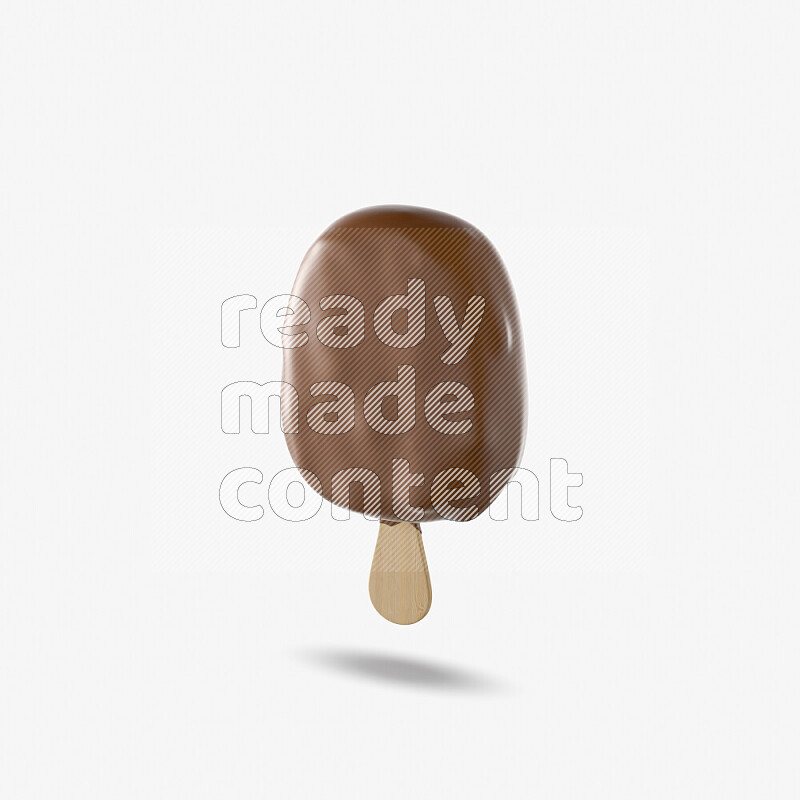 Chocolate ice cream stick mockup isolated on white background 3d rendering