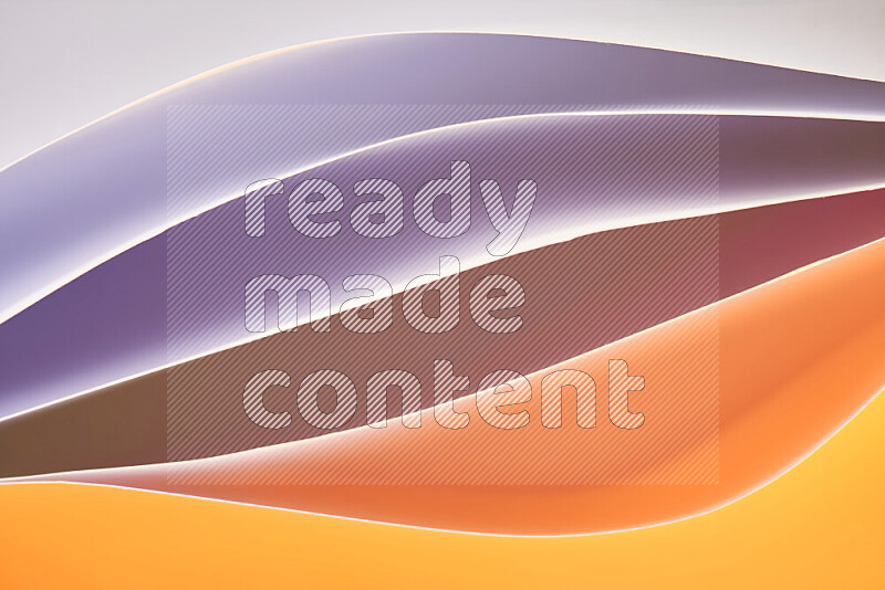 This image showcases an abstract paper art composition with paper curves in different warm gradients created by colored light