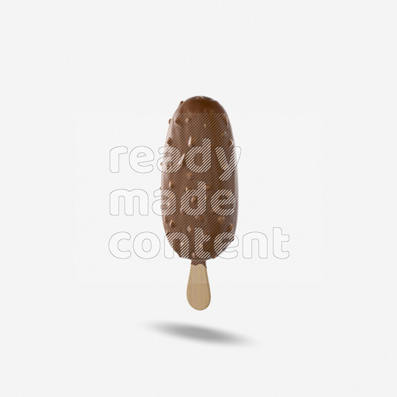 Chocolate ice cream stick mockup isolated on white background 3d rendering