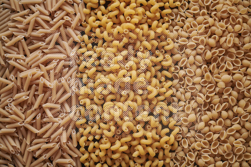 3 types of pasta filling the frame