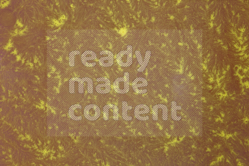 The image depicts a marbling effect with swirling patterns of purple and yellow