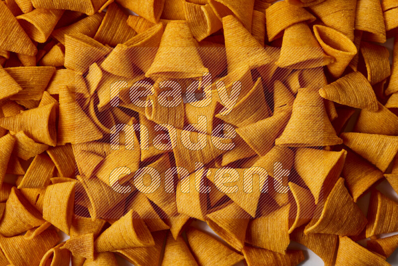 Assorted snacks on white background