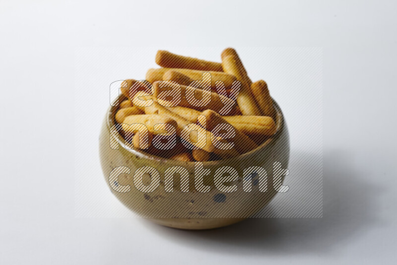 Assorted snacks on white background