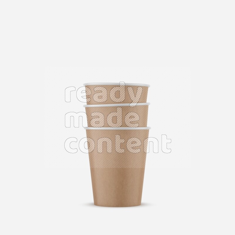 Set of matte paper cups mockup isolated on white background 3d rendering