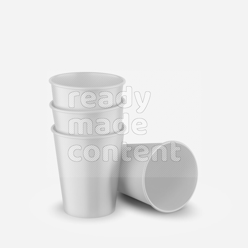 Set of glossy plastic cup mockup isolated on white background 3d rendering