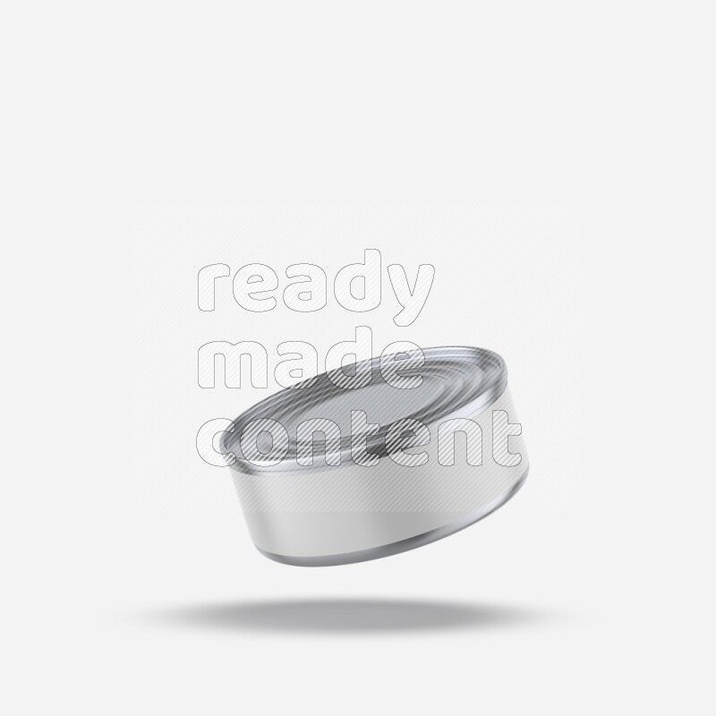 Glossy metallic tin can mockup with white blank label isolated on white background 3d rendering