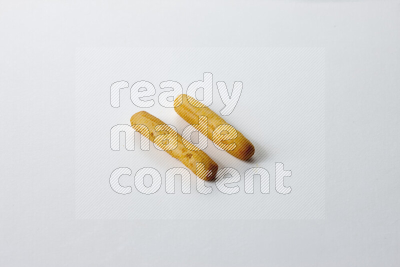 Assorted snacks on white background