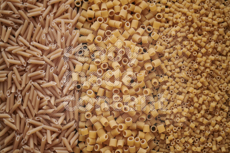 3 types of pasta filling the frame
