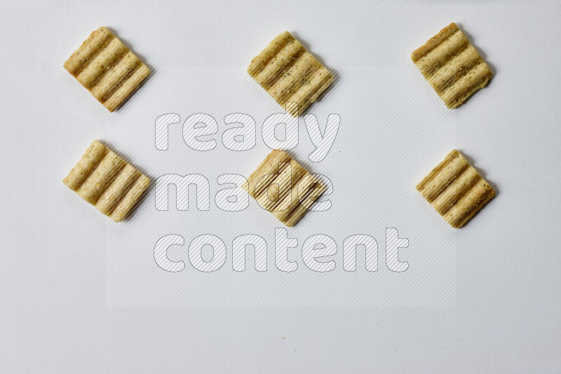 Crackers snacks on white background