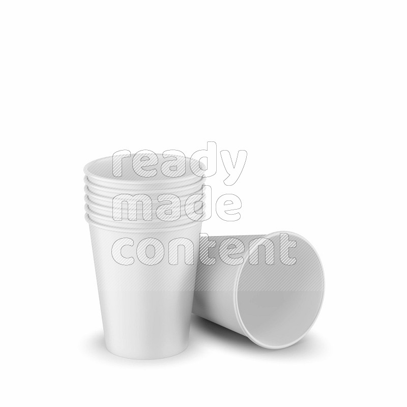 Set of glossy plastic cup mockup isolated on white background 3d rendering