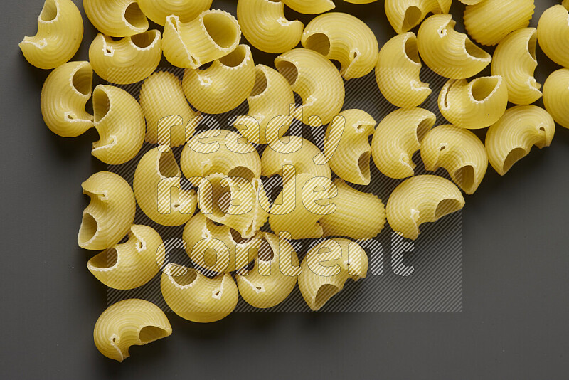 Pipe pasta on grey background