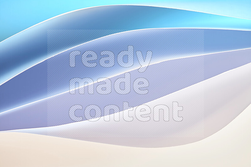 This image showcases an abstract paper art composition with paper curves in blue and white gradients created by colored light