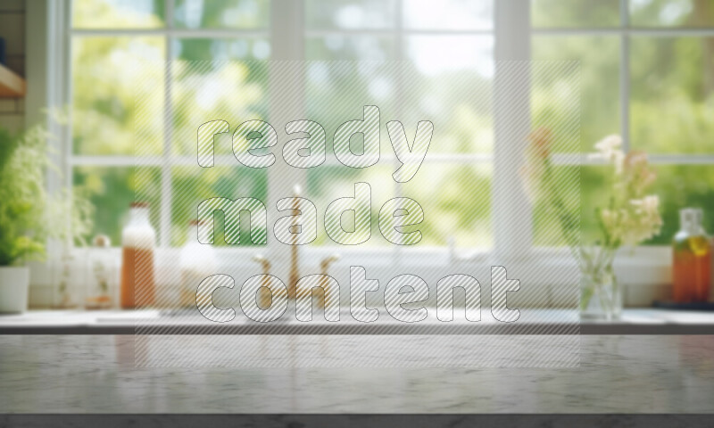 Kitchen tabletop with kitchen view