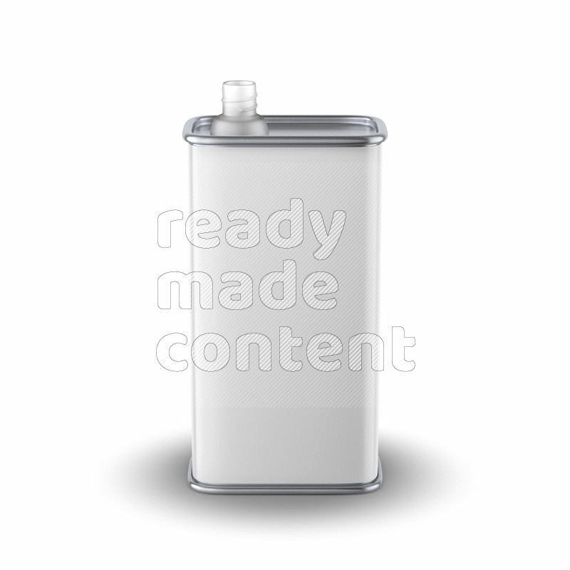 Metallic canister mockup with blank label isolated on white background 3d rendering