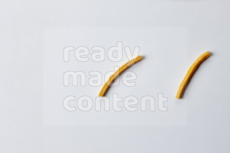 Assorted snacks on white background