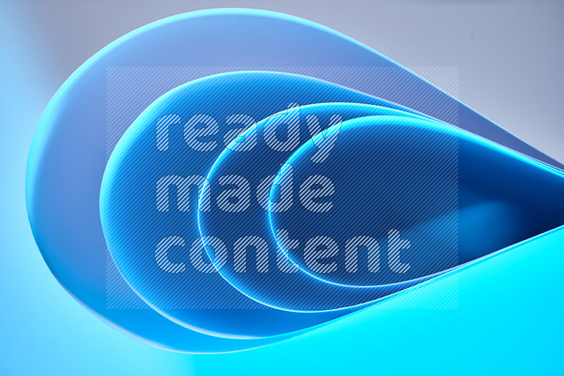 An abstract art of paper folded into smooth curves in blue gradients
