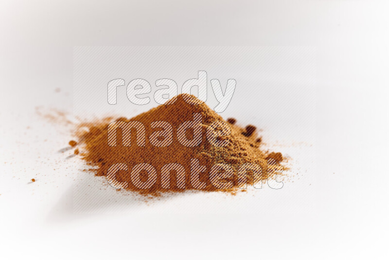 A bunch of ground paprika powder on white background