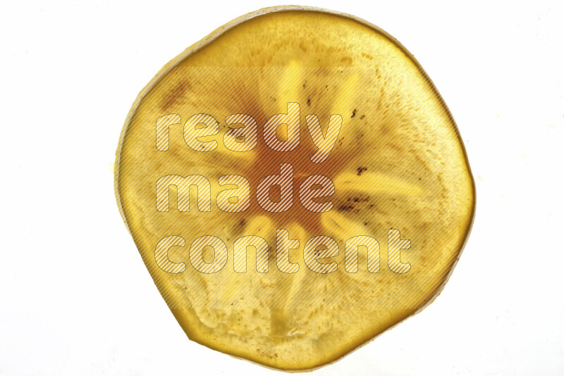 شرائح من فاكهة الكاكا علي خلفية بيضاء مضيئة