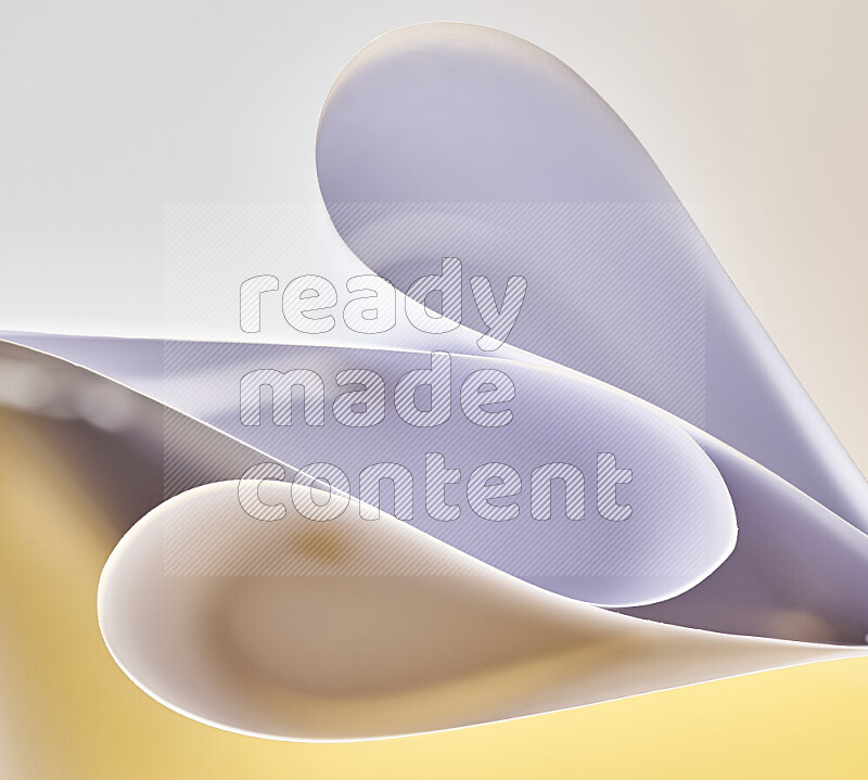 An abstract art of paper folded into smooth curves in white and yellow gradients