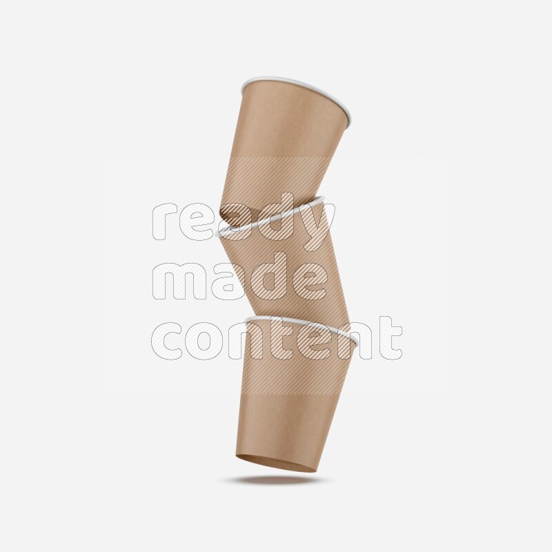 Set of matte paper cups mockup isolated on white background 3d rendering