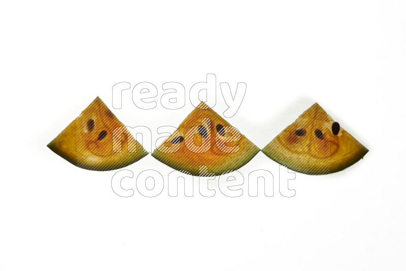 Watermelon slices on illuminated white background