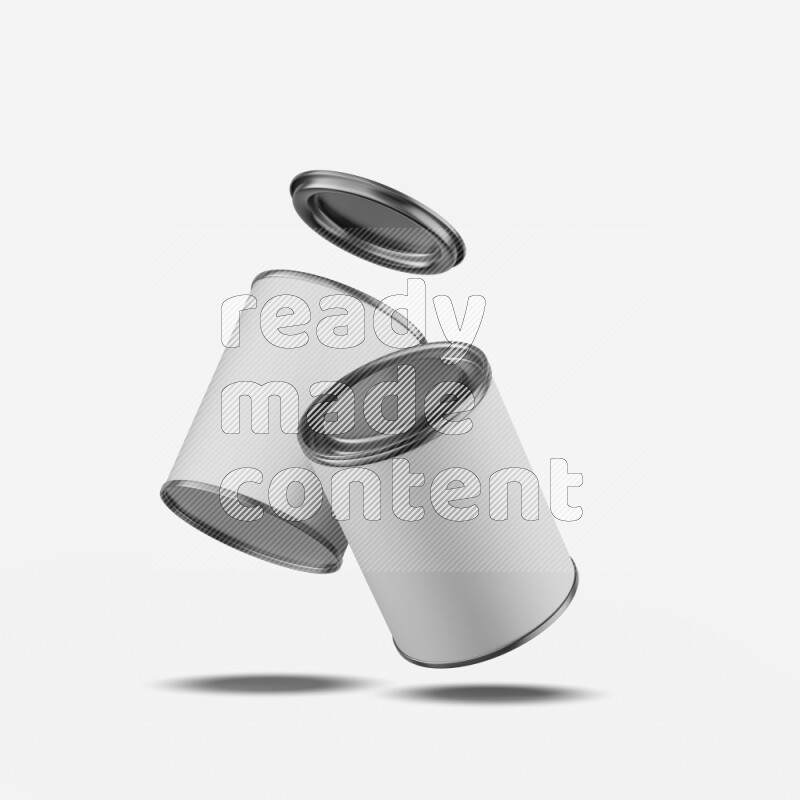 Set of paper tube mockup with glossy label and metal lid isolated on white background 3d rendering