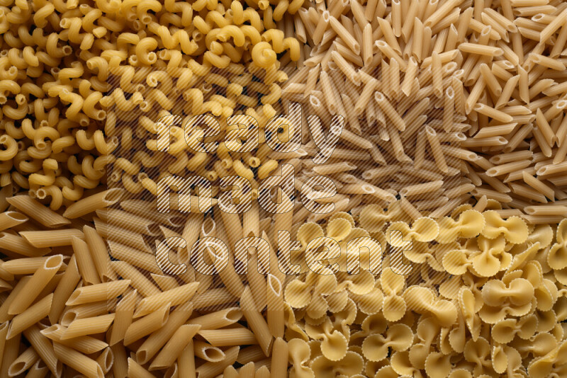 4 types of pasta filling the frame
