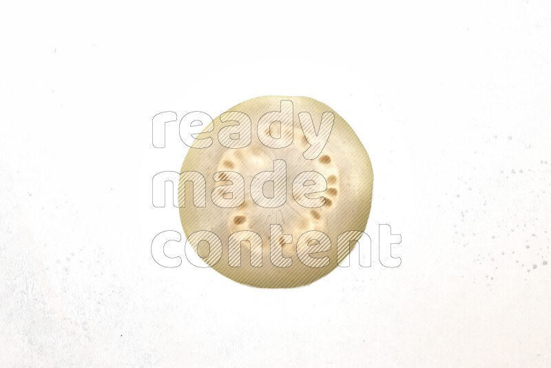 Guava slices on illuminated white background