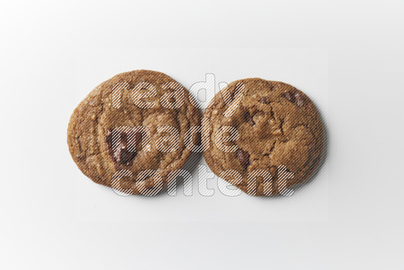 Chocolate chips cookies on a white background