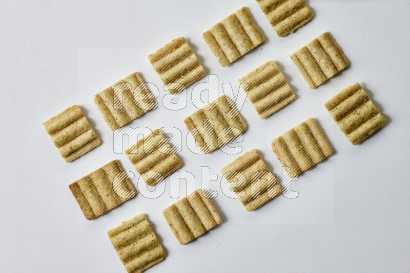 Crackers snacks on white background